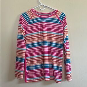 Striped Long Sleeve Tee - Pink, Blue, Orange rash guard/ sun shirt